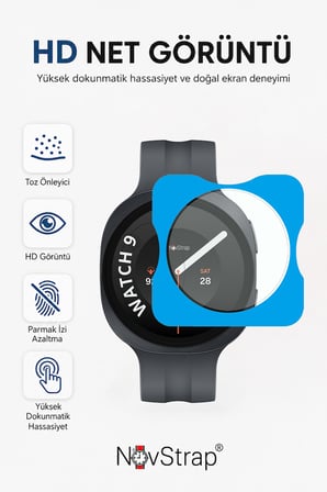 NovStrap Samsung Galaxy Watch 9 40mm ile Uyumlu 9H Temperli Cam Ekran Koruyucu Uygulama Aparatlı