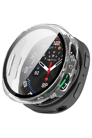 NovStrap Samsung Galaxy Watch 8 40mm ile Uyumlu Kasa ve Cam Ekran Koruyucu 360 Tam Koruma Sert Pc