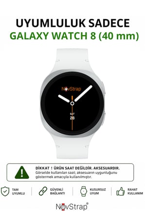 NovStrap Samsung Galaxy Watch 8 40mm ile Uyumlu Kasa ve Cam Ekran Koruyucu 360 Tam Koruma Sert Pc