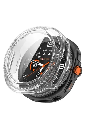 NovStrap Samsung Galaxy Watch 8 Classic 46mm ile Uyumlu Sert PC Kasa ve Cam Ekran Koruyucu