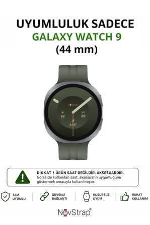 NovStrap Samsung Galaxy Watch 9 44mm ile Uyumlu Kılıf Sert PC Kasa ve Cam Ekran Koruyucu 360 Tam Koruma