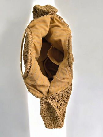 KADIN HASIR EL ÇANTASI METAL ASKILI BÜYÜK BOY İÇ ASTARLI CEPLİ ÇANTA - MODEL 202506