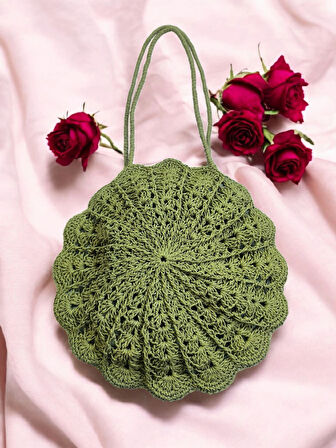 HASIR ÇANTA İNCİ TAŞLI YEŞİL - MODEL 202502