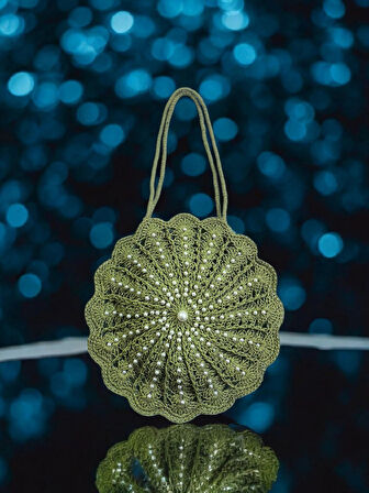 HASIR ÇANTA İNCİ TAŞLI YEŞİL - MODEL 202502