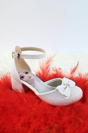 Topuklu Kız Çocuk Ayakkabısı Düğün Ayakkabısı Kız Çocuk Abiye Ayakkabı Fiyonk ve Detaylı Abiye