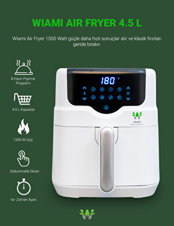 Wiami 4.5 lt Yağsız Airfryer Beyaz