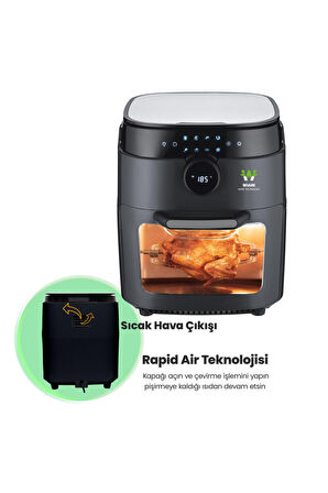 Air Fryer 12 Litre Siyah Oven Akıllı Fritöz