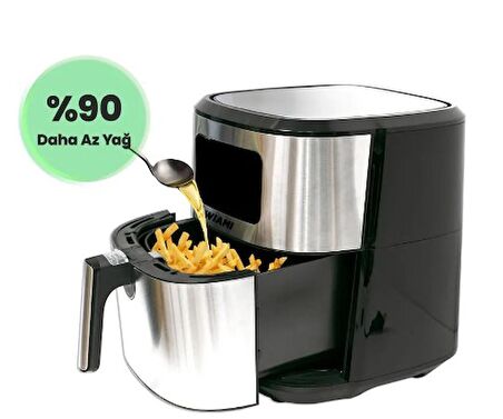 Airfryer 6.5 L Akıllı Yağsız Hava Fritözü Metallic