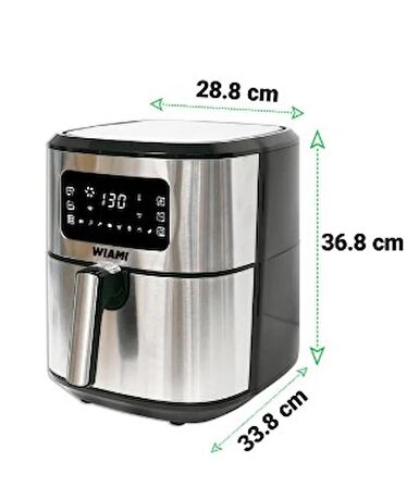 Airfryer 6.5 L Akıllı Yağsız Hava Fritözü Metallic