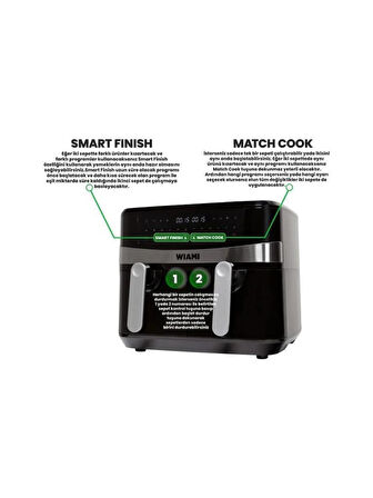 Wiami AirFryer 9L Dual Basket Yağsız Fritöz