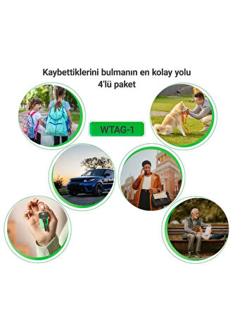 Wiami A2 Itag Akıllı Takip Cihazı 4'lü Paket (APPLE İLE UYUMLU)