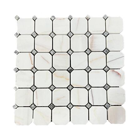 Tuqco Doğal Taş Octagon Dolamit Spider Eskitme Mermer Mozaik Banyo Mutfak Tezgah Arası Duvar Kaplama Döşeme Paneli Fileli