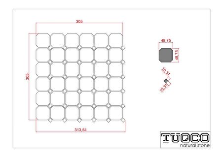 Tuqco Doğal Taş Octagon Dolamit Spider Eskitme Mermer Mozaik Banyo Mutfak Tezgah Arası Duvar Kaplama Döşeme Paneli Fileli
