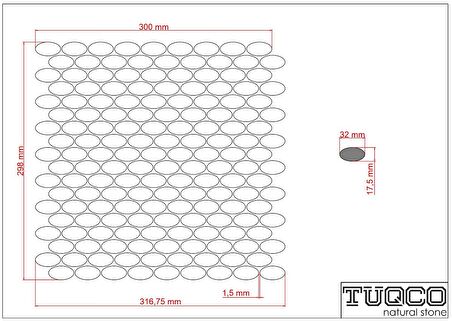 TUQCO Doğal Taş Ellipse Carrara Eskitme Mermer Mozaik Banyo Mutfak Tezgah Arası Duvar Kaplama Döşeme Paneli Fileli