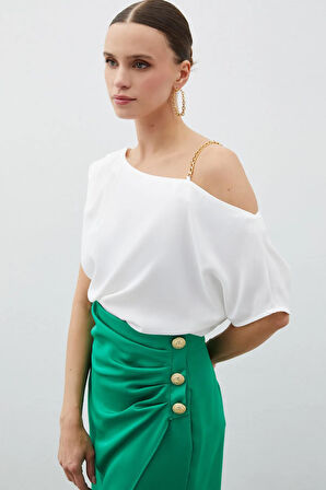 Sateen Zincir Askılı Kadın Bluz 1490-1054