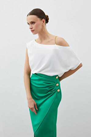 Sateen Zincir Askılı Kadın Bluz 1490-1054