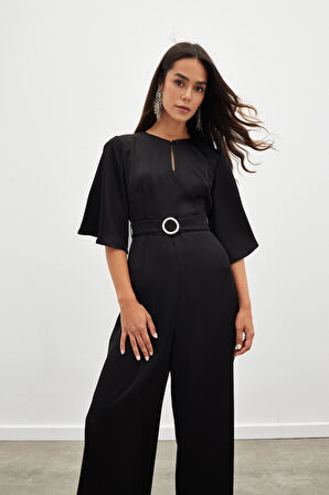 Sateen Kemerli Tokalı Krep Tulum 1496-7002