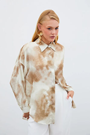 Sateen Salaş Uzun Kadın Gömlek 1525-2508