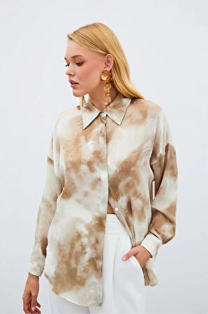 Sateen Salaş Uzun Kadın Gömlek 1525-2508