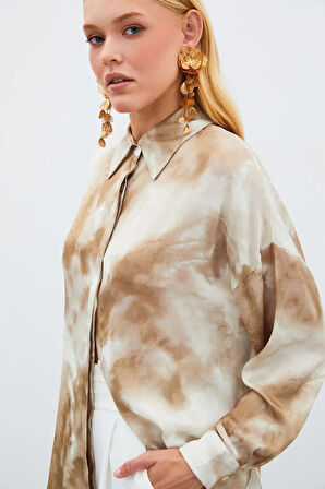 Sateen Salaş Uzun Kadın Gömlek 1525-2508