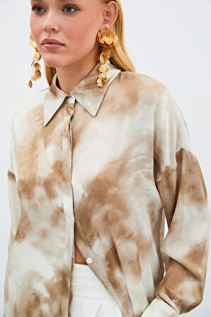 Sateen Salaş Uzun Kadın Gömlek 1525-2508