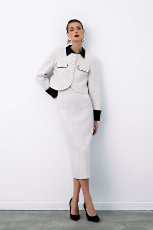 Sateen Kadın Düğme Detaylı Tüvit Kalem Etek 1548-4511