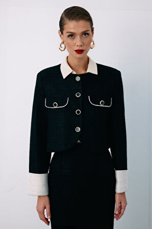 Kontrast Kısa Tüvit Ceket