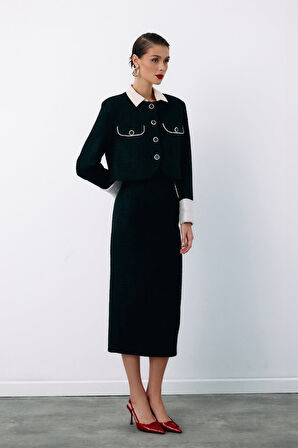 Kontrast Kısa Tüvit Ceket