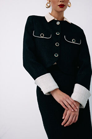 Kontrast Kısa Tüvit Ceket