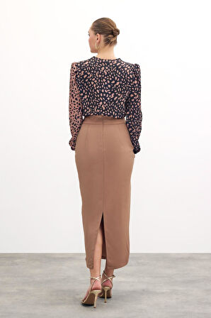 Sateen Kadın Aksesuarlı Uzun Etek 1571-4502