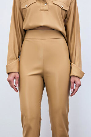 Sateen Kadın Deri Pantolon 1616-5512