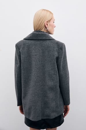Sateen Kurvaze Kadın  Kaşe Ceket 110-6559