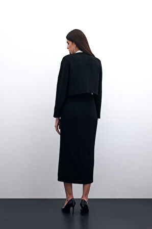 Sateen Kadın Şerit Boncuk Aksesuarlı Ceket 1627-6547