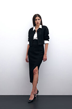 Sateen Kadın Tüvit Kalem Etek 1628-4526