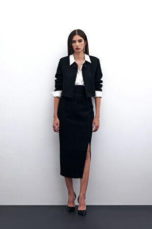 Sateen Kadın Tüvit Kalem Etek 1628-4526