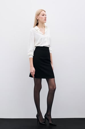 Düz Mini Etek - Siyah