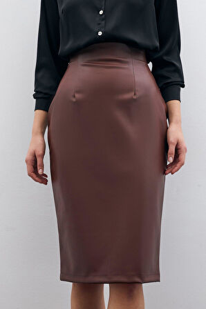 Sateen Kadın Deri Kalem Etek 1646-4528