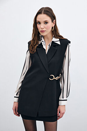 Sateen Kadın Yandan Detaylı Yelek 1665-6506