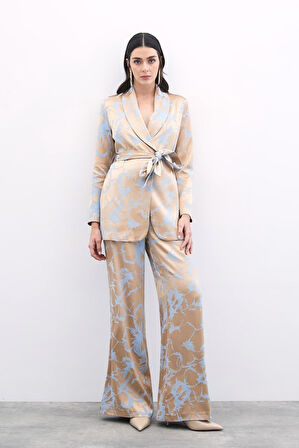 Sateen Kadın Bol Paça Jakarlı Pantolon 1710-5004