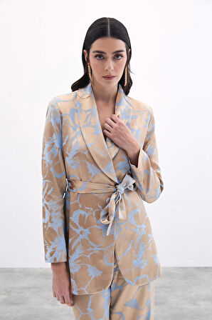 Sateen Kadın Şal Yaka Bağlamalı Ceket 1716-6009