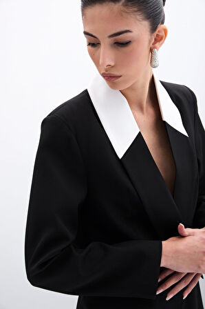 Sateen Kadın Kontrast Ceket 1758-6013