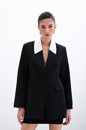 Sateen Kadın Kontrast Ceket 1758-6013