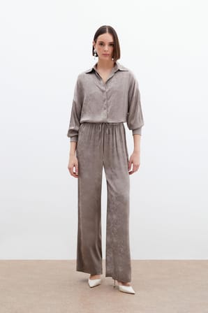 Sateen Kadın Jakarlı Saten Pantolon 1784-5048