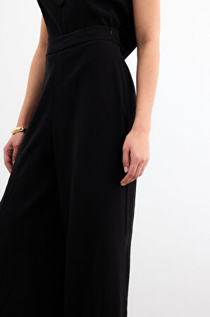 Sateen Kadın Ütü Çizgili Keten Pantolon 1803-5047
