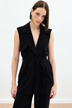 Sateen Kadın Kuşaklı Model Yelek 1804-6037