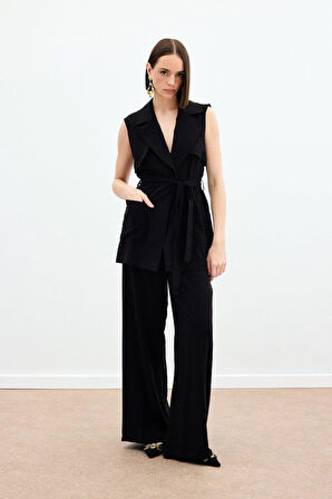 Sateen Kadın Kuşaklı Model Yelek 1804-6037