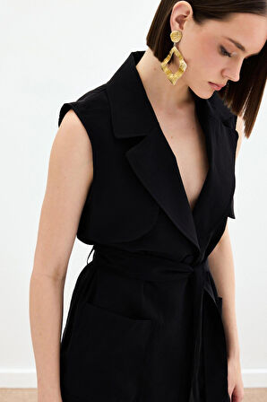 Sateen Kadın Kuşaklı Model Yelek 1804-6037