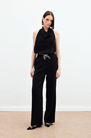 Sateen Kadın Örgü Kemerli Pantolon 1809-5046