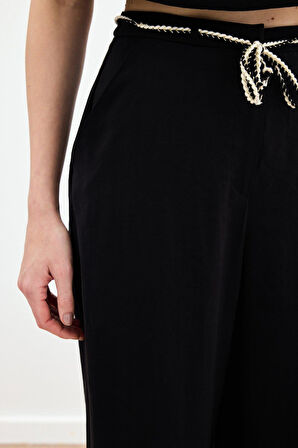 Sateen Kadın Örgü Kemerli Pantolon 1809-5046