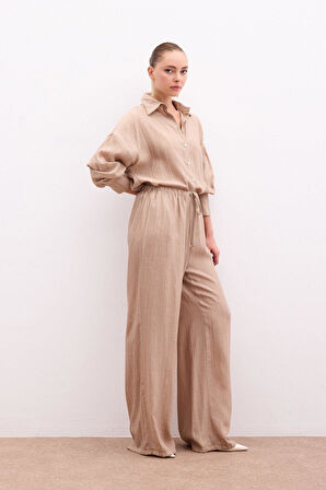 Sateen Kadın Beli Lastikli Pantolon 1811-5055
